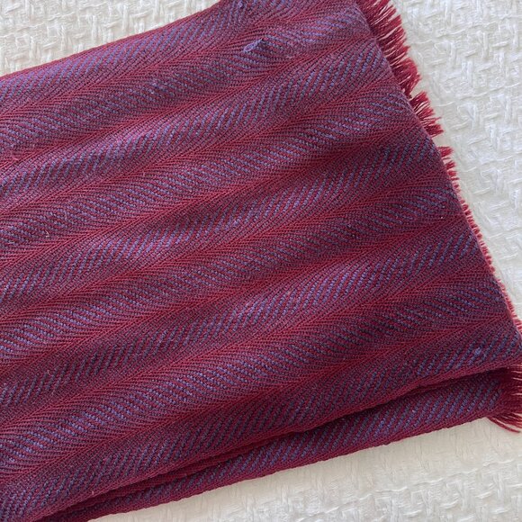 Lambswool Scarf - Ireland - Wine & Blue - Lisbeth Mulcahy - Picture 8 of 10